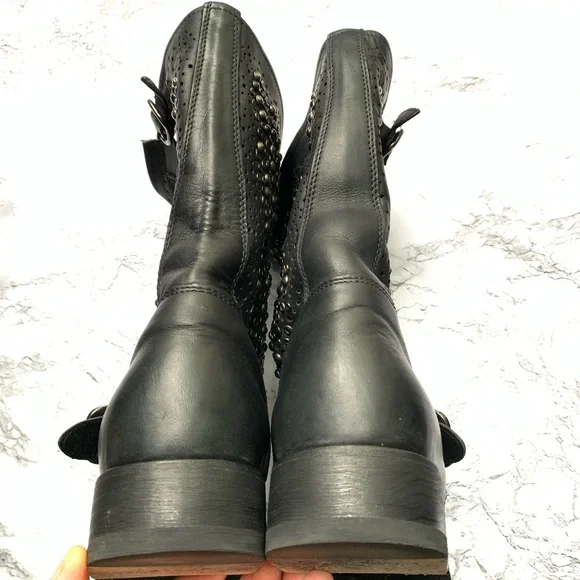 Frye Black Studded Combat Boots - Picture 10 of 13